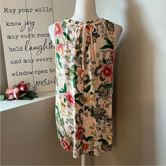 Carmen Marc Valvo Pink Floral Mixed Media Sleeveless Blouse - size Small - Picture 8 of 10